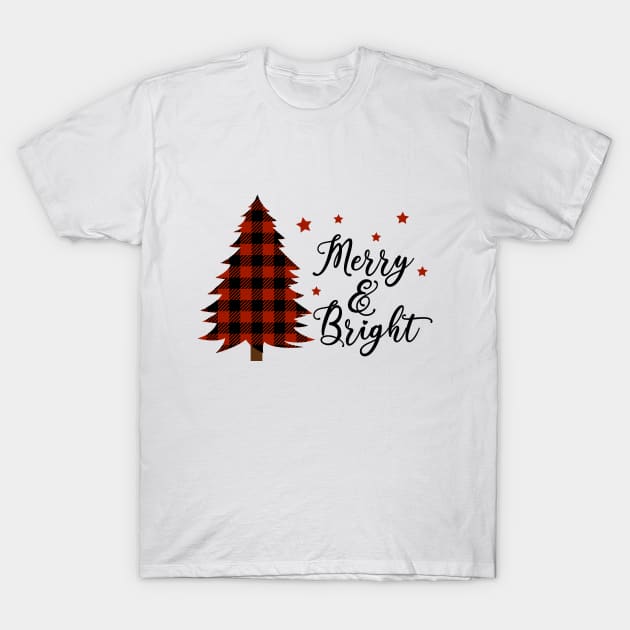 Merry And Bright. Plaid design T-Shirt by Satic